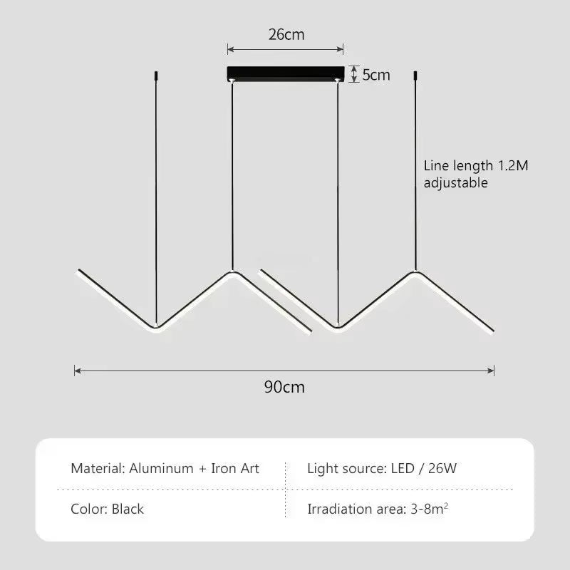 Lustra LED Modernă cu 2 Brațe – 90 cm, Iluminat Interior pentru Living, Dormitor, Bar sau Birou