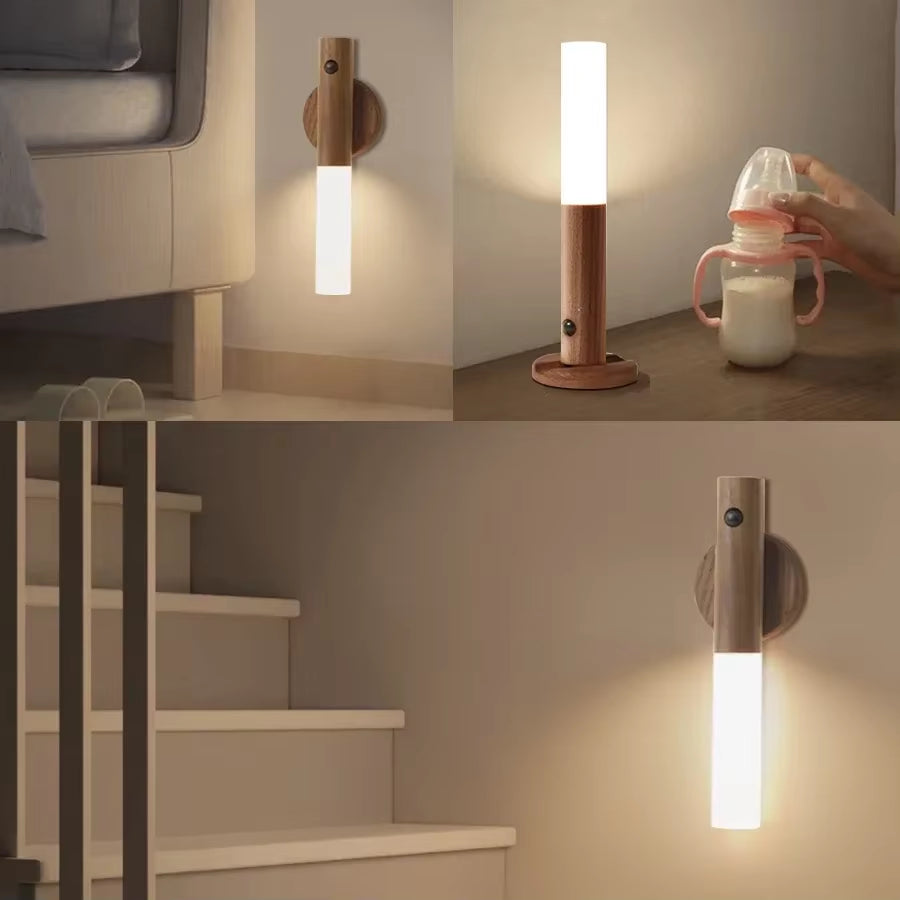 Lumină de Veghe LED cu Senzor de Mișcare – Reîncărcabilă, cu Design Texturat, pentru Dormitor, Scări sau Perete