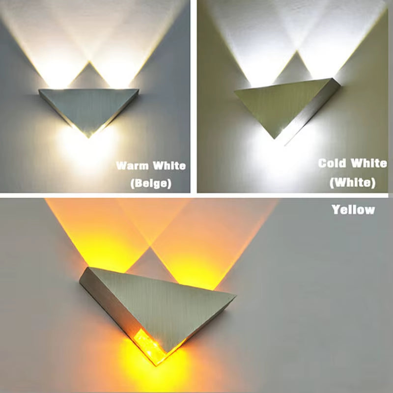 Aplica de Perete LED Modernă 3W – Corp din Aluminiu, Design Triunghiular, Lumină Decorativă pentru Dormitor, Baie sau Hol