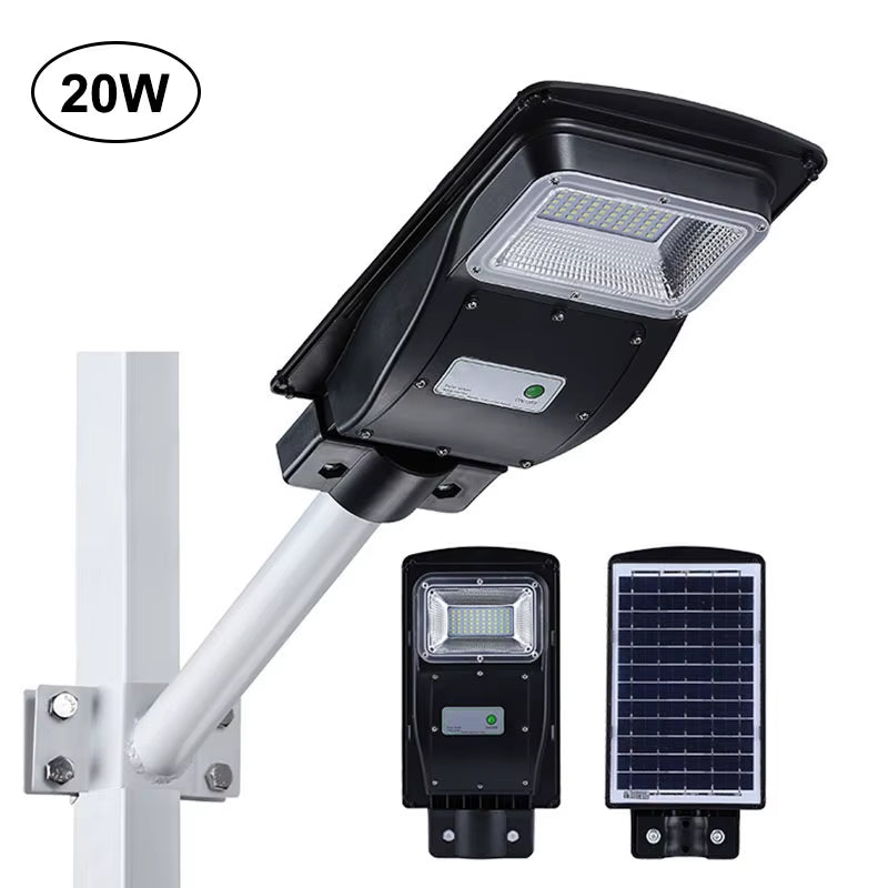 Lampă Stradală Solară LED pentru Exterior, IP65 Rezistentă la Apă, Montaj pe Perete, 20W/40W/60W, Iluminare Puternică pentru Grădină, Curte sau Alei
