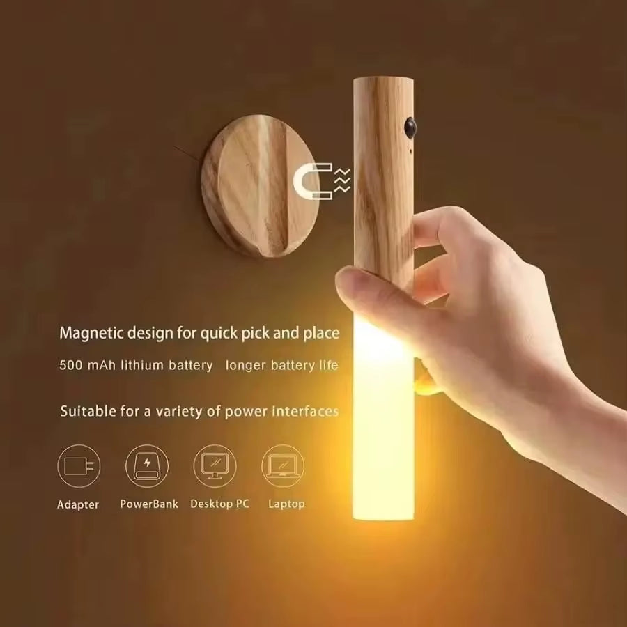 Lumină de Veghe LED cu Senzor de Mișcare – Reîncărcabilă, cu Design Texturat, pentru Dormitor, Scări sau Perete
