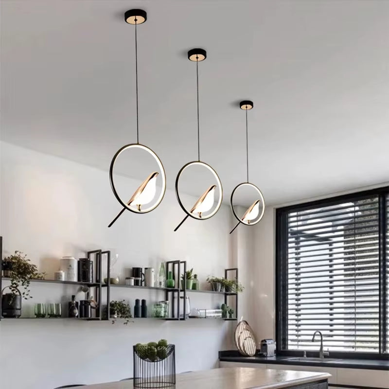 Lustră Suspendată LED cu Design Păsări – Stil Nordic, Ideală pentru Holuri, Scări, Living sau Dining Room