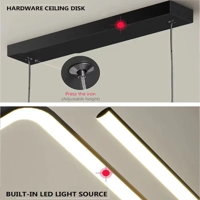 Lustra LED Modernă cu 2 Brațe – 90 cm, Iluminat Interior pentru Living, Dormitor, Bar sau Birou
