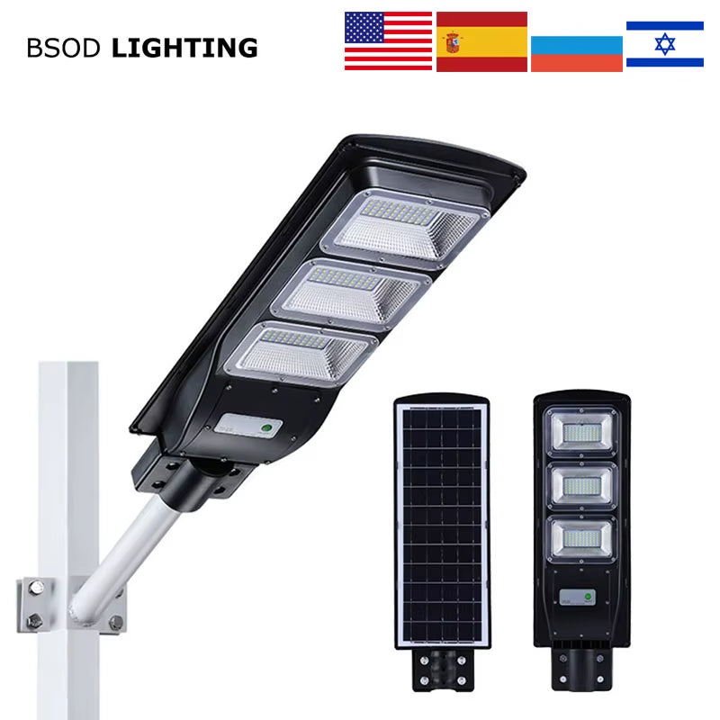 Lampă Stradală Solară LED pentru Exterior, IP65 Rezistentă la Apă, Montaj pe Perete, 20W/40W/60W, Iluminare Puternică pentru Grădină, Curte sau Alei