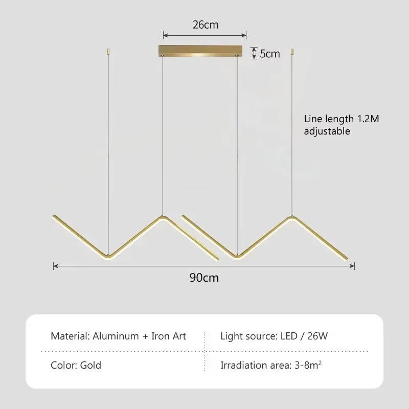 Lustra LED Modernă cu 2 Brațe – 90 cm, Iluminat Interior pentru Living, Dormitor, Bar sau Birou