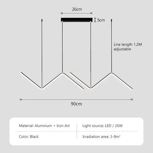 Lustra LED Modernă cu 2 Brațe – 90 cm, Iluminat Interior pentru Living, Dormitor, Bar sau Birou