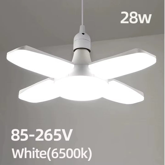 Bec LED Deformabil E27 28W, 6500K Alb Rece – Pliabil Tip Ventilator, 40 LED-uri, AC220V/110V, Iluminat Tavan Casă, Garaj sau Depozit