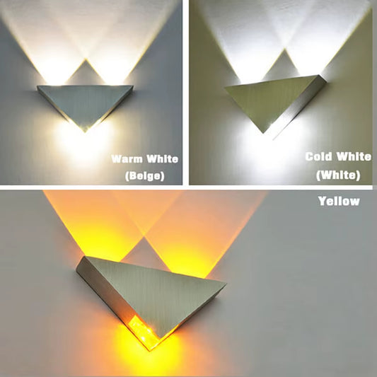 Aplica de Perete LED Modernă 3W – Corp din Aluminiu, Design Triunghiular, Lumină Decorativă pentru Dormitor, Baie sau Hol