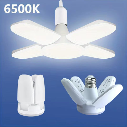 Bec LED Deformabil E27 28W, 6500K Alb Rece – Pliabil Tip Ventilator, 40 LED-uri, AC220V/110V, Iluminat Tavan Casă, Garaj sau Depozit
