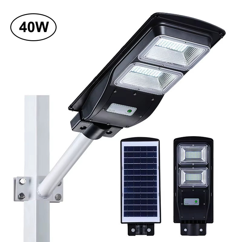 Lampă Stradală Solară LED pentru Exterior, IP65 Rezistentă la Apă, Montaj pe Perete, 20W/40W/60W, Iluminare Puternică pentru Grădină, Curte sau Alei