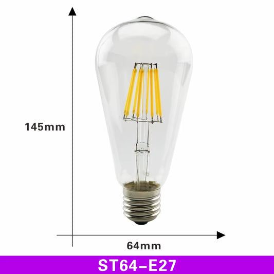 Becuri Vintage Edison cu LED Filament E27/E14 – Sticlă Transparentă – Ideal pentru Decor Retro & Industrial