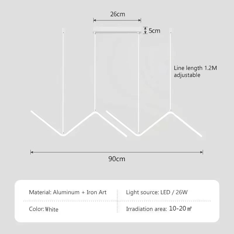 Lustra LED Modernă cu 2 Brațe – 90 cm, Iluminat Interior pentru Living, Dormitor, Bar sau Birou